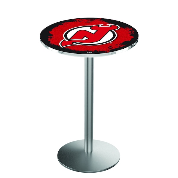 42" Stainless Steel New Jersey Devils Pub Table